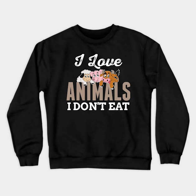 Cool Animal Friends Vegan Vegetarian gift Crewneck Sweatshirt by idanavidan